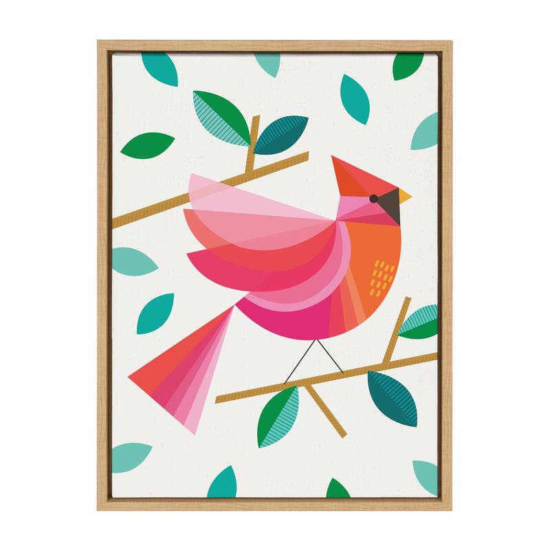 Kate and Laurel Sylvie Cardinal Bird Framed Canvas by Carey Copeland