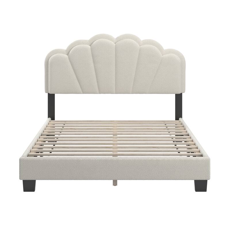 Wacissa LED Headboard Boucle Queen Platform Bed by iNSPIRE Q Modern