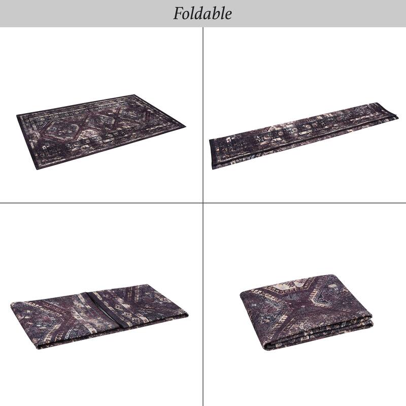 LOOM & LUXE Burgundy/Black Area Rugs