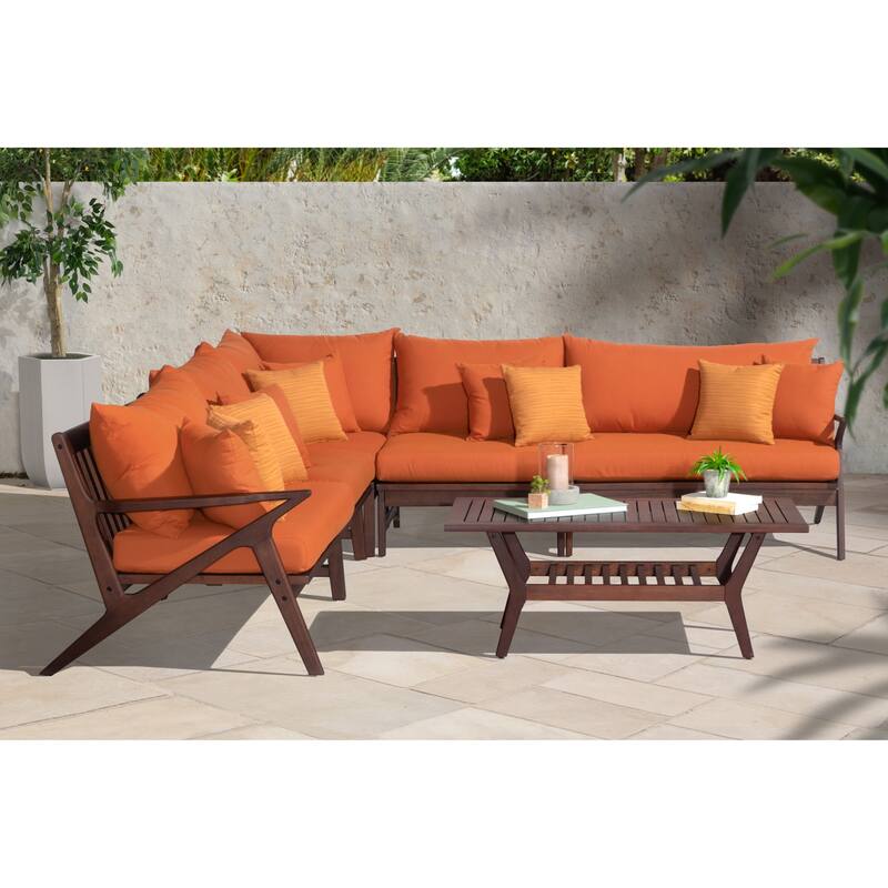 Vaughn 6 Piece Sunbrella Outdoor Patio Sectional with Table