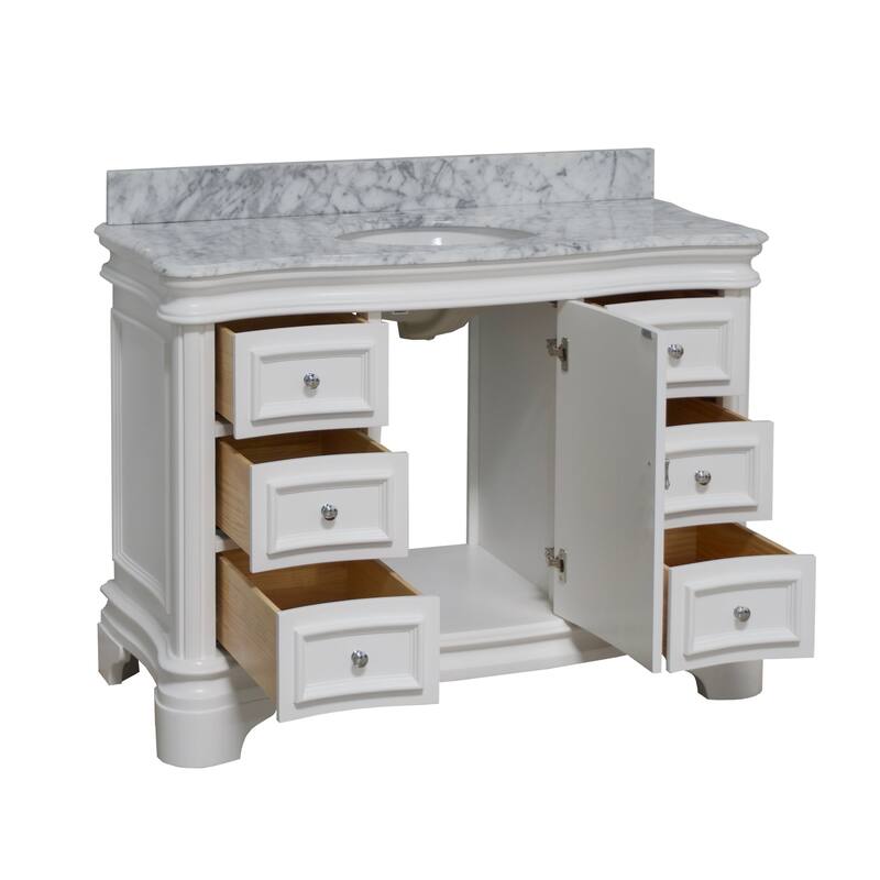 KitchenBathCollection Katherine 48" Bathroom Vanity with Carrara Marble Top