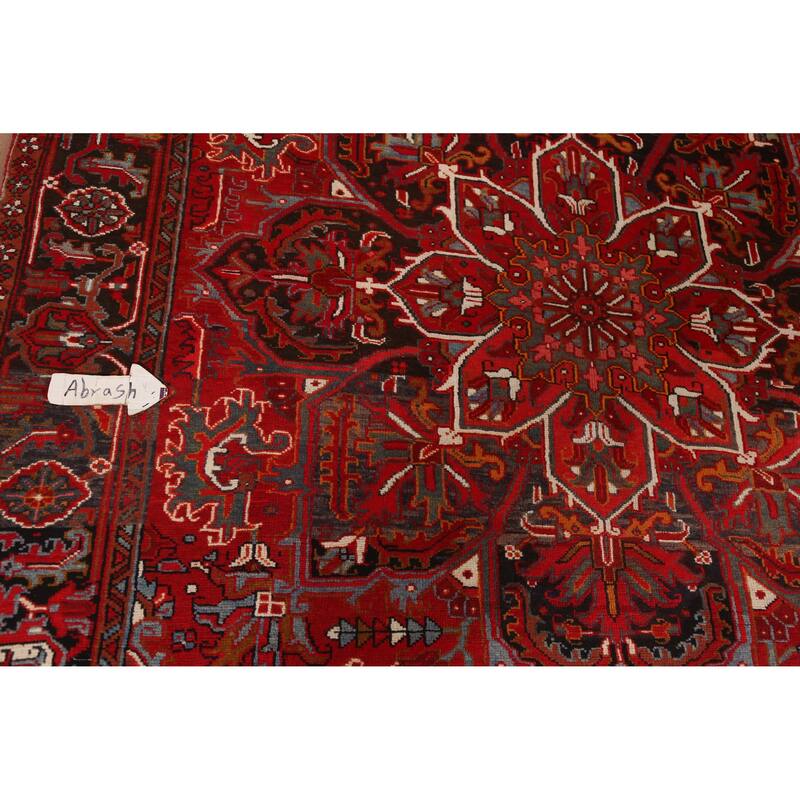 Hand Knotted Oriental 100% Wool Carpet Traditional Floral Red Heriz Area Rug - 11' 8'' X 7' 10''