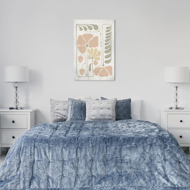 Wynwood Studio Canvas Floral and Botanical Abstract Floral Pastel White and Neon Green Wall Art Canvas Print - 36 x 24