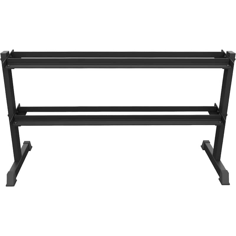 Power Systems 2-Tier Dumbbell Rack, Steel Weight Tree, Holds 6–9 Pairs - Medium - Black