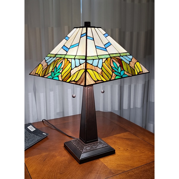 Amora Lighting 22 in. Tall Tiffany Style Mission Table Lamp Multi Color