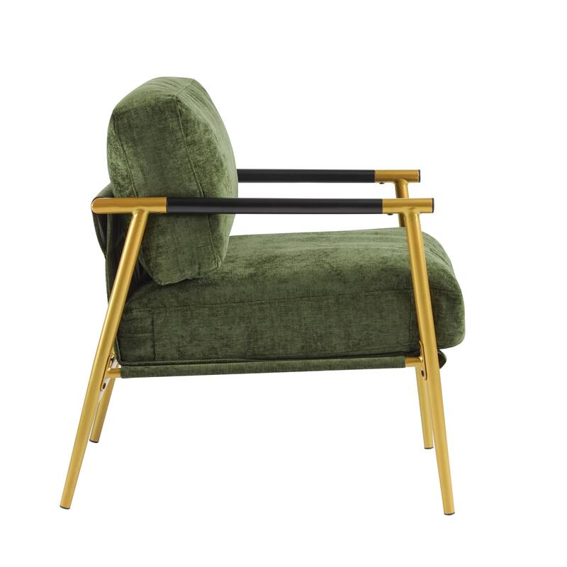 27.56" Small Upholstered Accent Chair with Gold Metal Frame