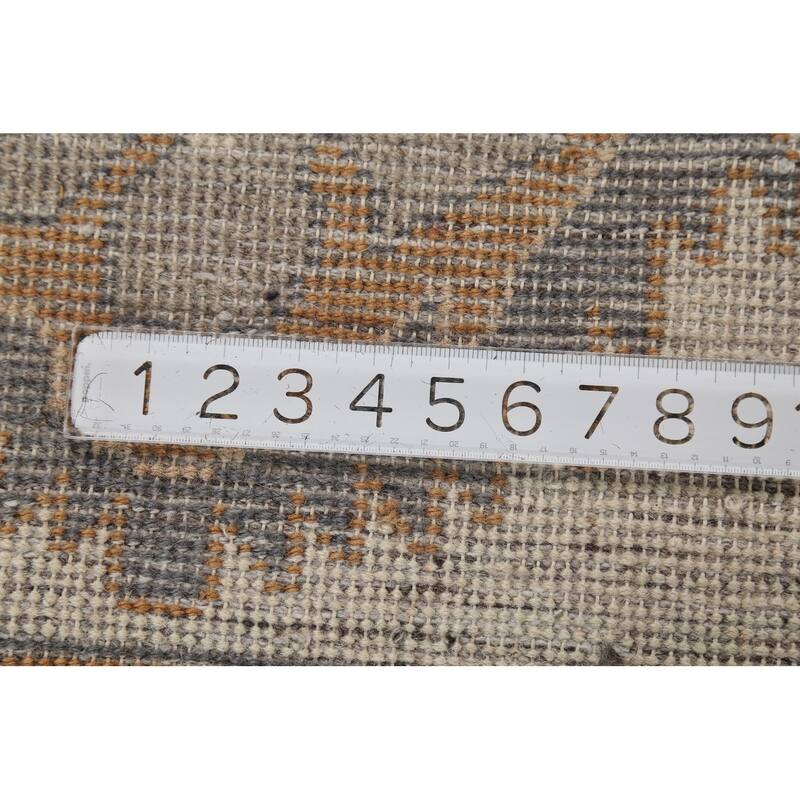 All-Over Beige & Ivory Oushak Indian Area Rug Handmade Wool Carpet - 9'1"x 11'8"