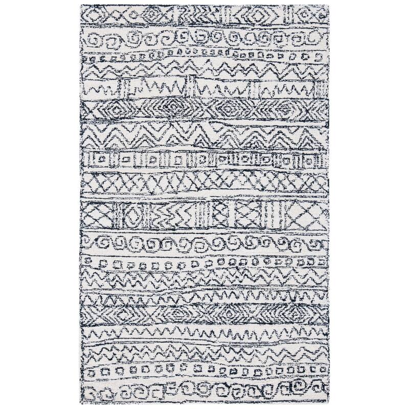 SAFAVIEH Handmade Micro-Loop Ayelet Transitional Wool Rug- - 2'6" x 4' - Ivory/Black