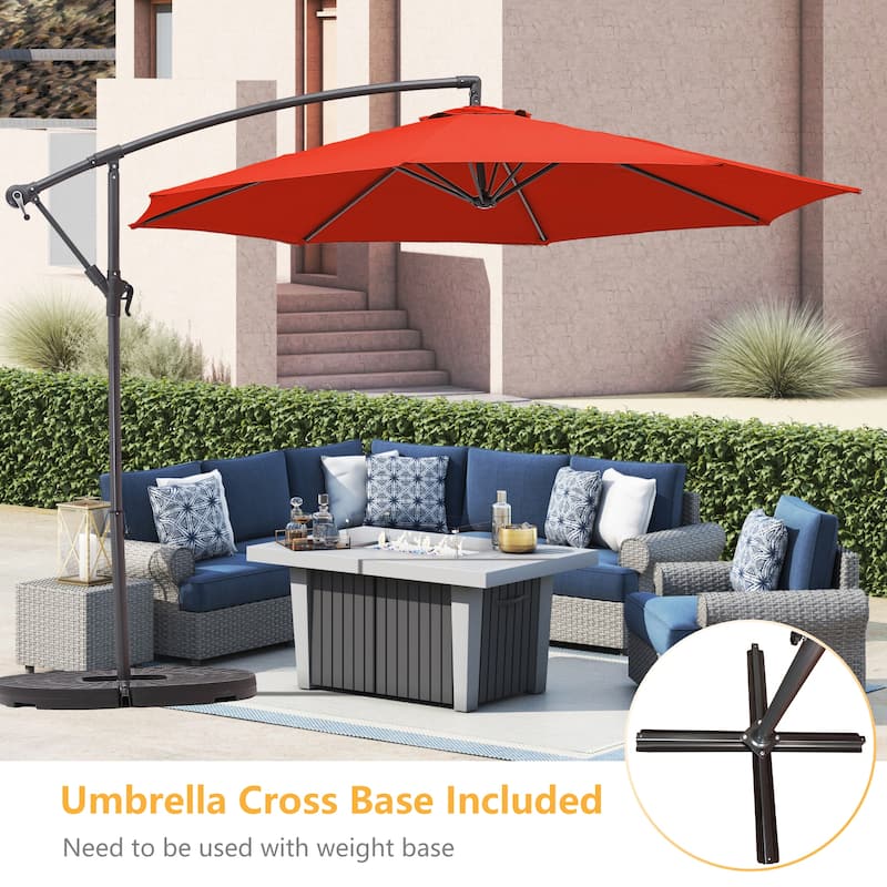 Clihome 10Ft Outdoor Crank Cantilever Patio Umbrella Without Base