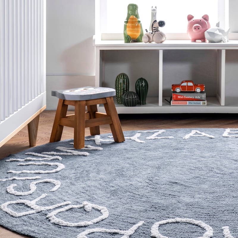 Nuloom Alphabet SpinClean Washable Round Rug