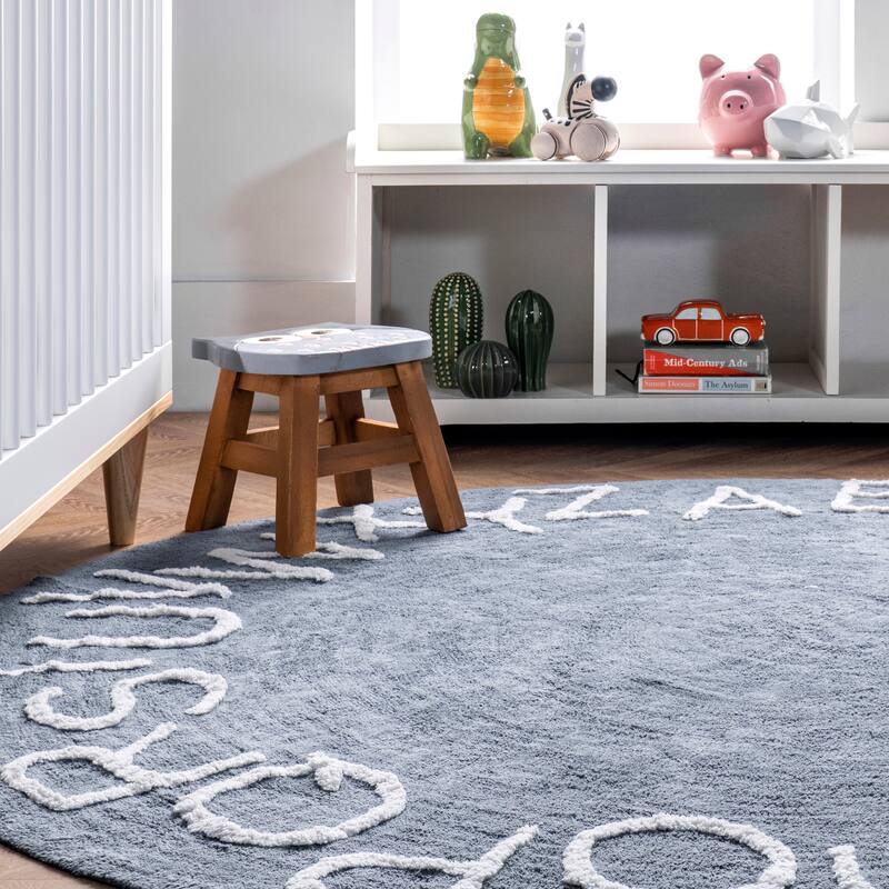 Nuloom Alphabet SpinClean Washable Round Rug