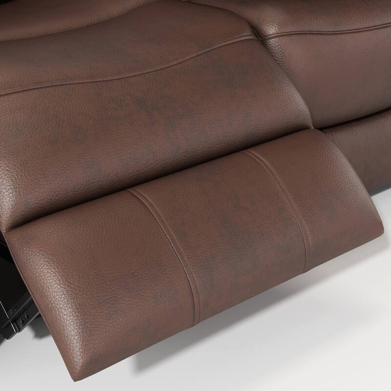 63" Genuine Leather 2-Seater Reclining Sofa with Overstuffed Armrests