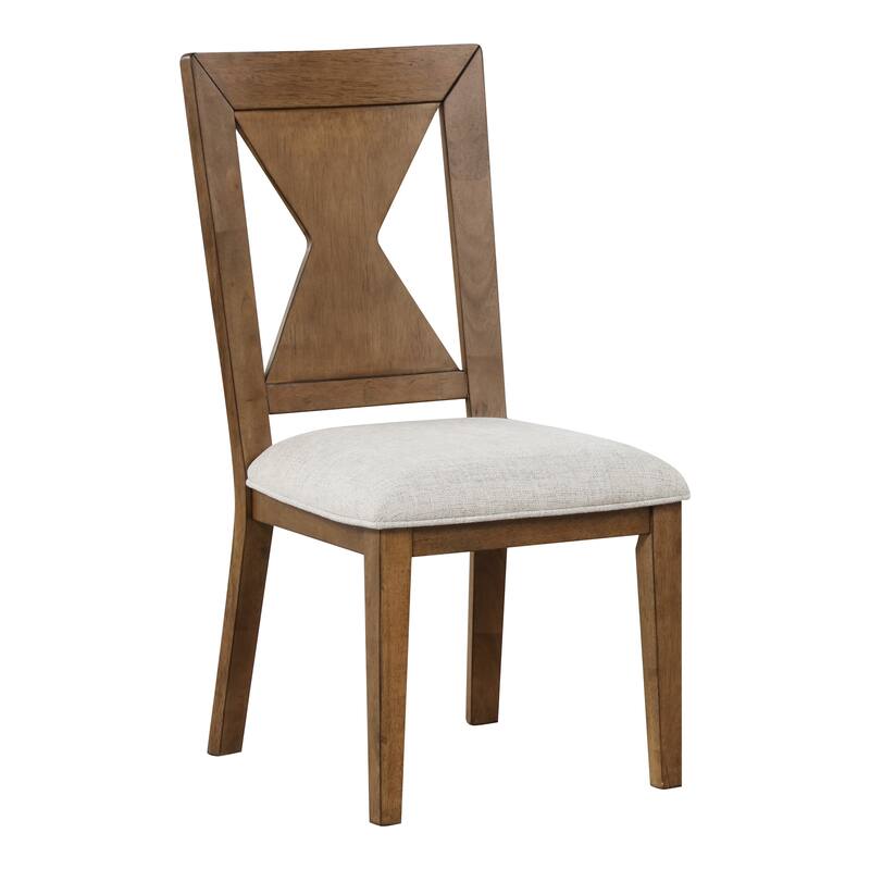 Furniture of America Synosin Farmhouse Rustic Oak Solid Wood Side Chairs (Set of 2)