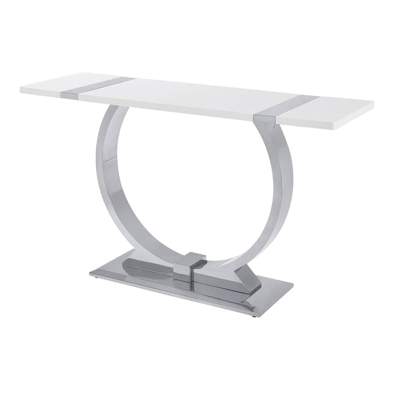 Furniture of America Carra Modern 3-Piece Stainless Steel O-Shaped Trestle Base Coffee Table Set