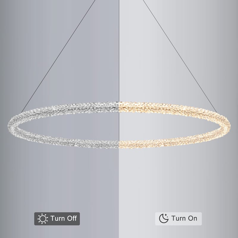 Modern Gold Crystal LED Chandelier, Dimmable Ring Light