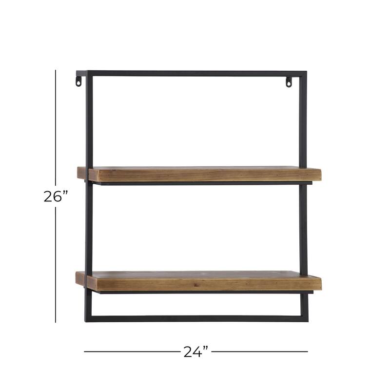 Metal 2 Shelves Wall Shelf - Brown - Roche River Decor