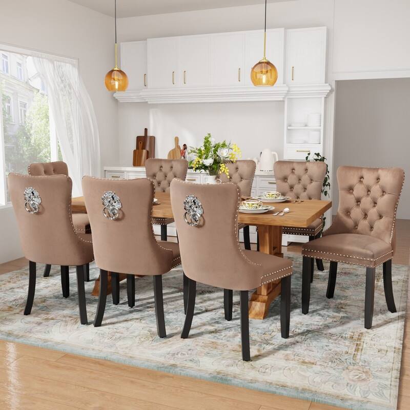 Tufted Naliheads Solid Wood Upholstered Dining Chairs (Set of 2)