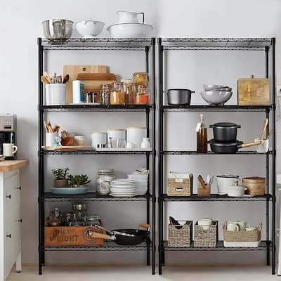5-Tier Storage Shelves, 21" W x 12" D x 54" H Adjustable Heavy Duty Wire Metal Shelving Unit, Chrome