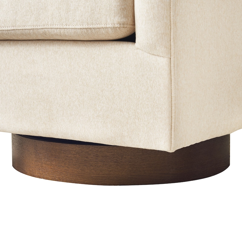 Modern Wooden Barrel Swivel Accent Chair Upholstery Armchair for Living Room