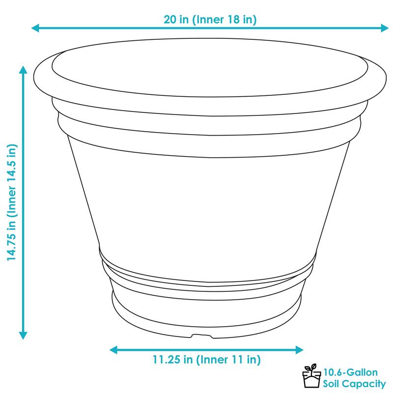 Sunnydaze Franklin Unbreakable Polyresin Flower Pot Planter - Sable -20"- Single