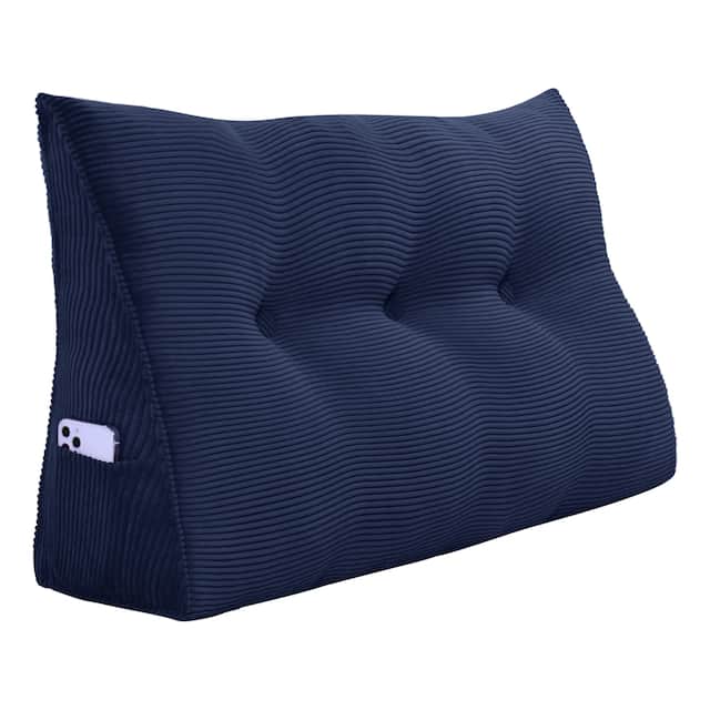 WOWMAX Large Reading Wedge Headboard Pillow for Bed Rest Back Support - Twin - Navy