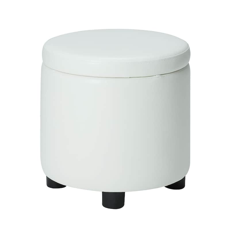 Convenience Concepts Designs4Comfort Round Accent Storage Ottoman with Reversible Tray Lid