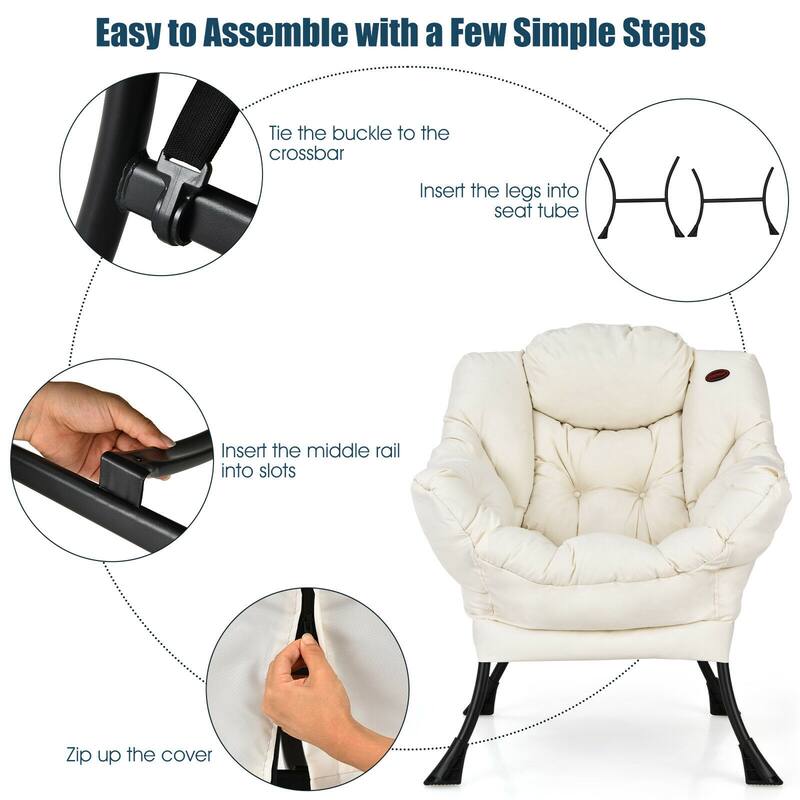 Modern Polyester Fabric Lazy Chair with Side Pocket - 32" x 29.5" x 37.5"