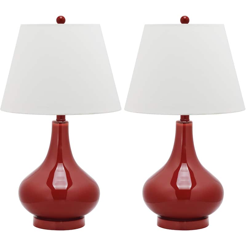 SAFAVIEH Lighting Shanda 24-inch Gourd Glass White Table Lamp (Set of 2) - 14"x14"x24" - 14Wx14Dx24H