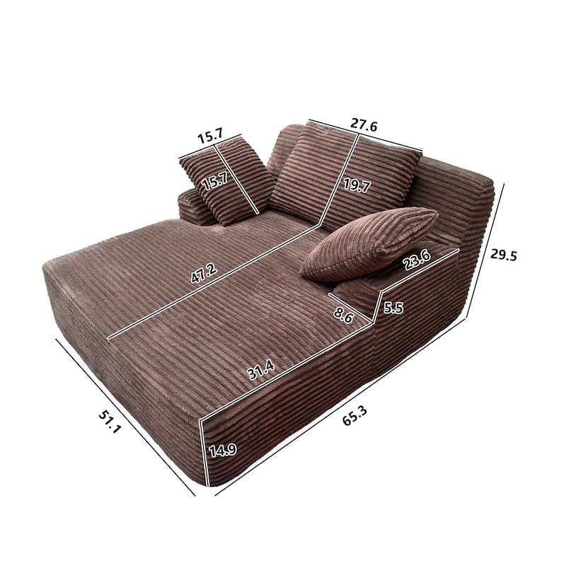 GDFStudio - Corduroy 1-Seater 51" Chaise Lounge Sleeper with Pocket-Spring Support