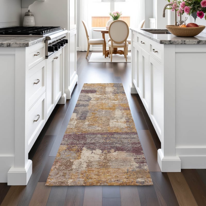 Machine Washable Indoor/Outdoor Contemporary Chantille Rug