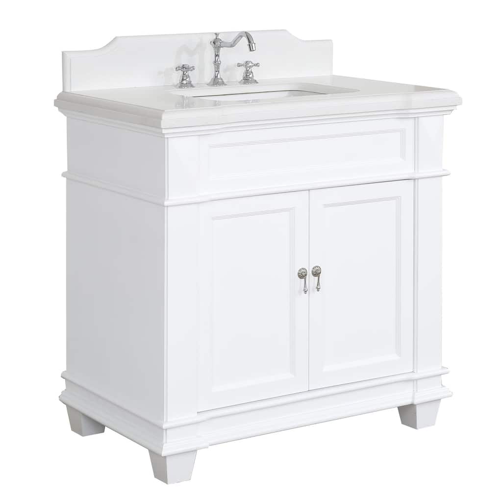 KitchenBathCollection Elizabeth 36" Bathroom Vanity with Quartz Top