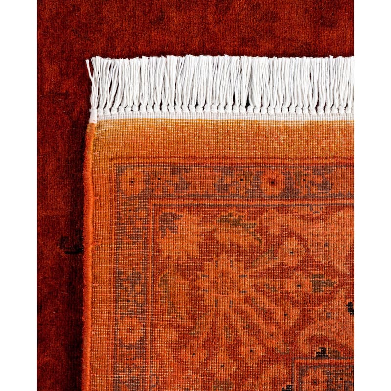 Overdyed One-of-a-Kind Hand-Knotted Area Rug - Orange - 3' 0" x 8' 7"