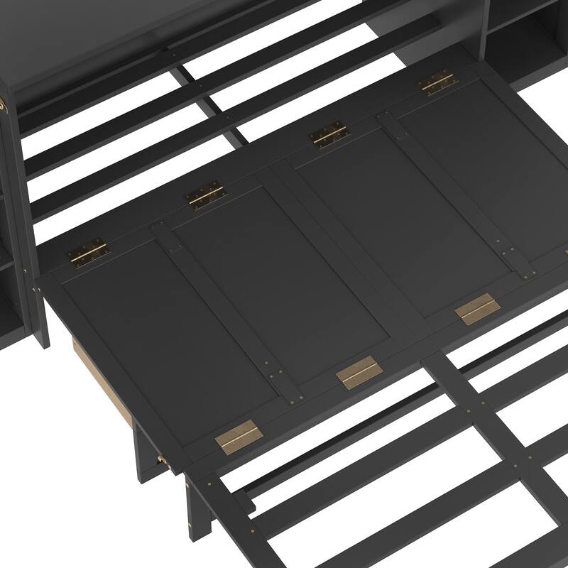 Full Size Murphy Bed with Spacious Storage Drawers and Shelves. Ideal for Guest Rooms or Compact Bedrooms