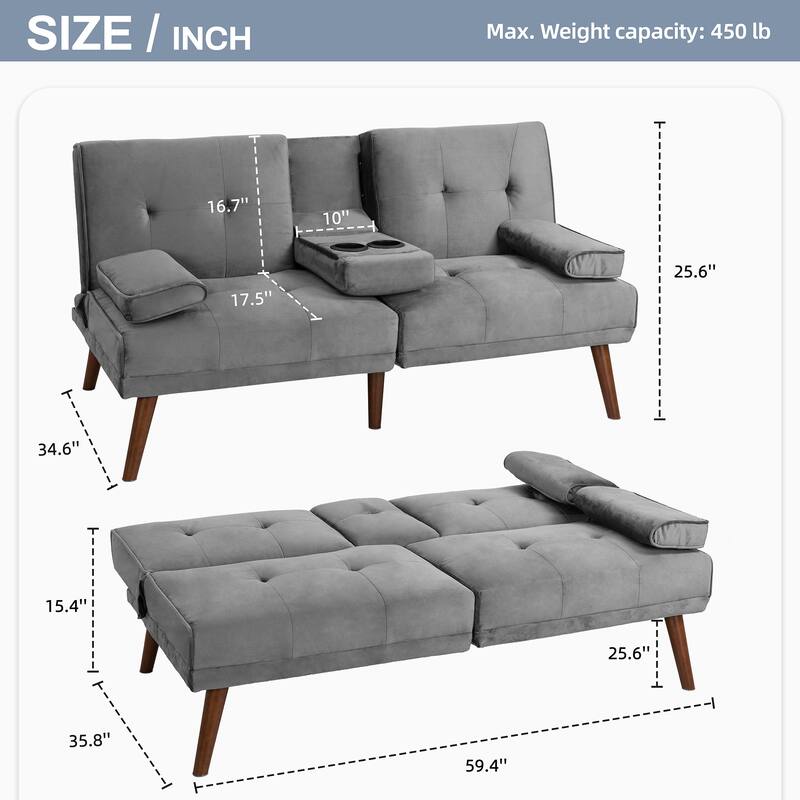 Futzca Futon Couch Sofa Bed, Small Sleeper Sofa Chair Loveseat