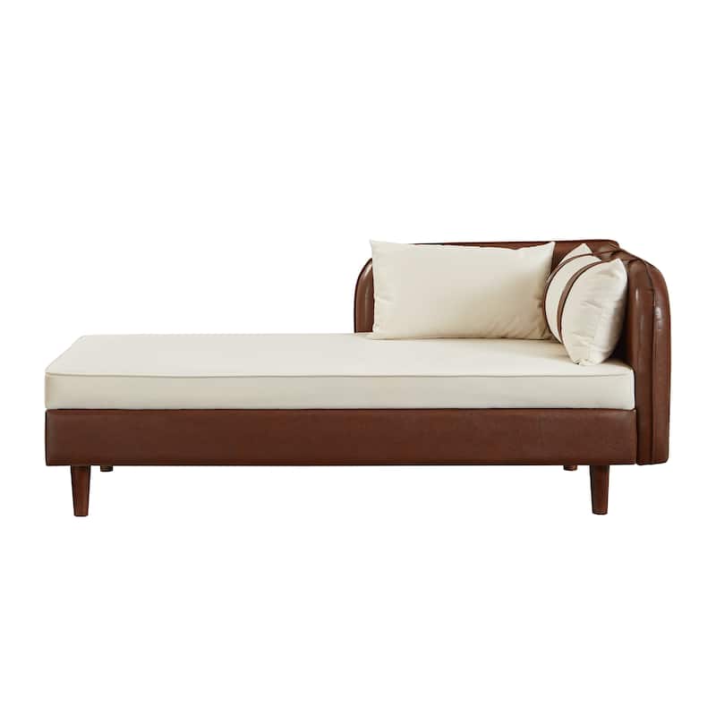 65" Storage Chaise Lounge Sofa with PU and Velvet Upholstery, Modern Sleeper Sofa with Hidden Storage
