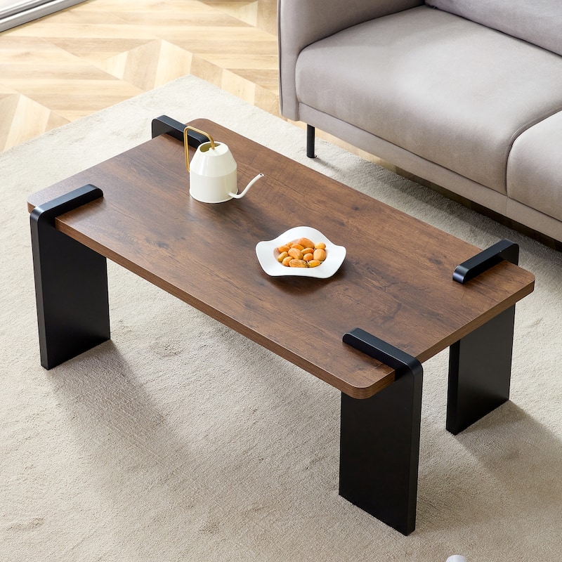 MDF coffee table suitable for modern minimalist living rooms and leisure areas - Walnut