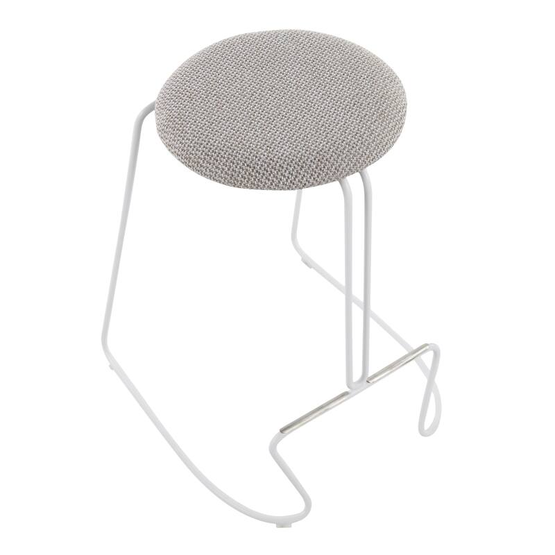 Finn Counter Stool in White Steel and Charcoall Fabric - Set of 2 - 19.5"Lx18"Wx25.75"H