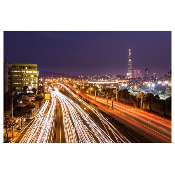 "Taipei light trails at night." Poster Print