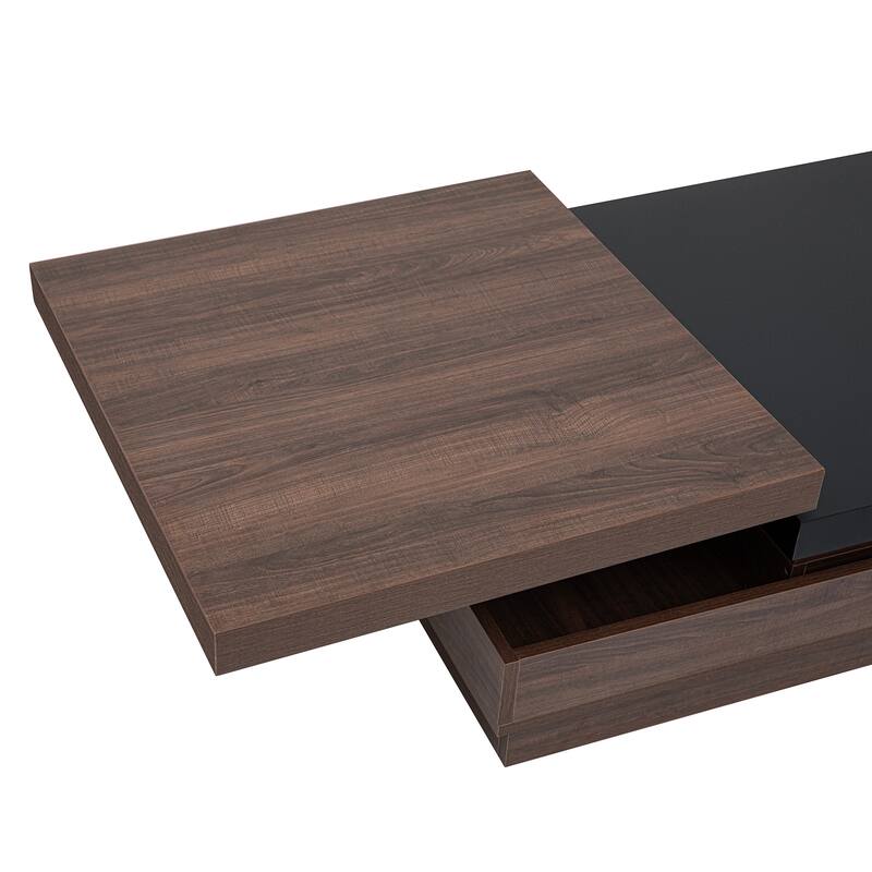 35.4" Modern Coffee Table with Rotatable Top and 1 Hidden Storage Space