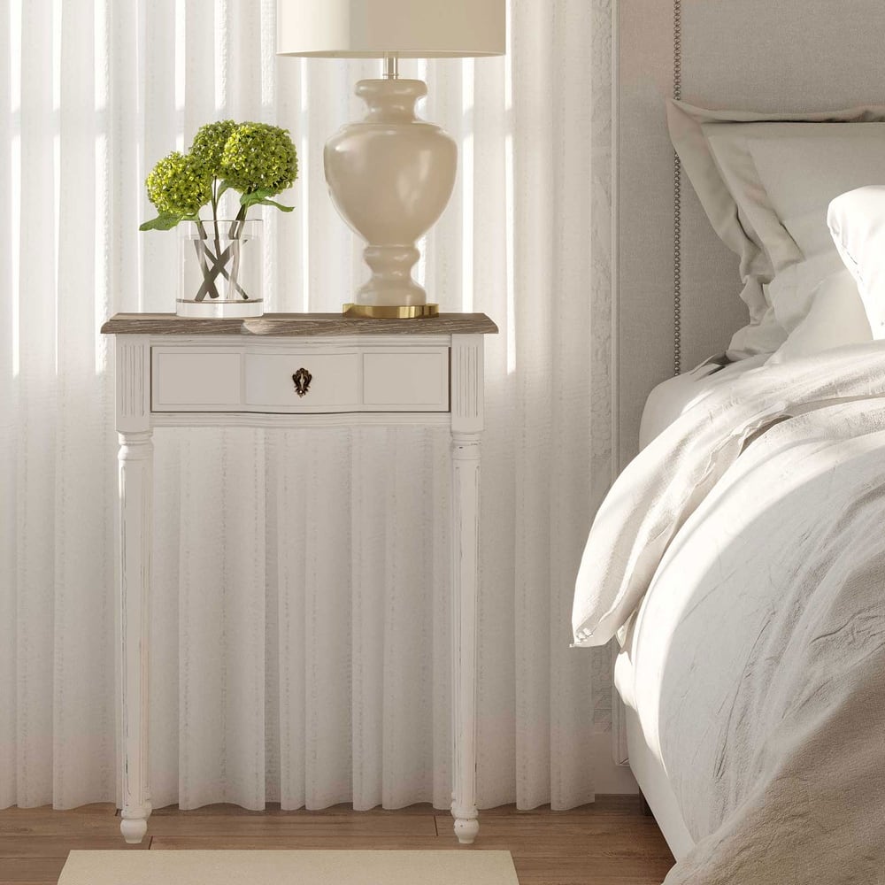 Lydia Console Table with Drawer – Bayur Wood Top & Painted Base by East at Main