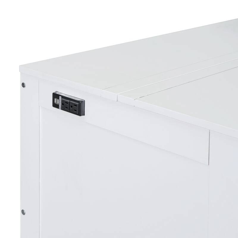 Full Size Murphy Bed with USB Port and removable Shelves on Each Side