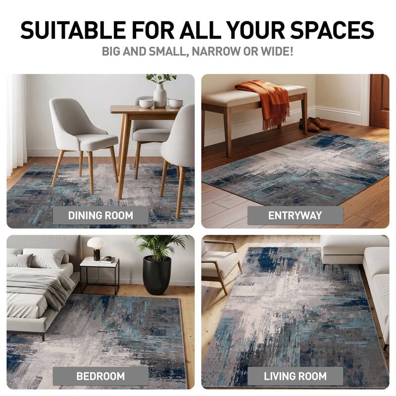 World Rug Gallery Bari Contemporary Abstract Art Area Rug