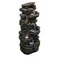 preview thumbnail 6 of 10, 40in High Outdoor 6-tier Rock Cascading Water Fountain with LED Lights - N/A