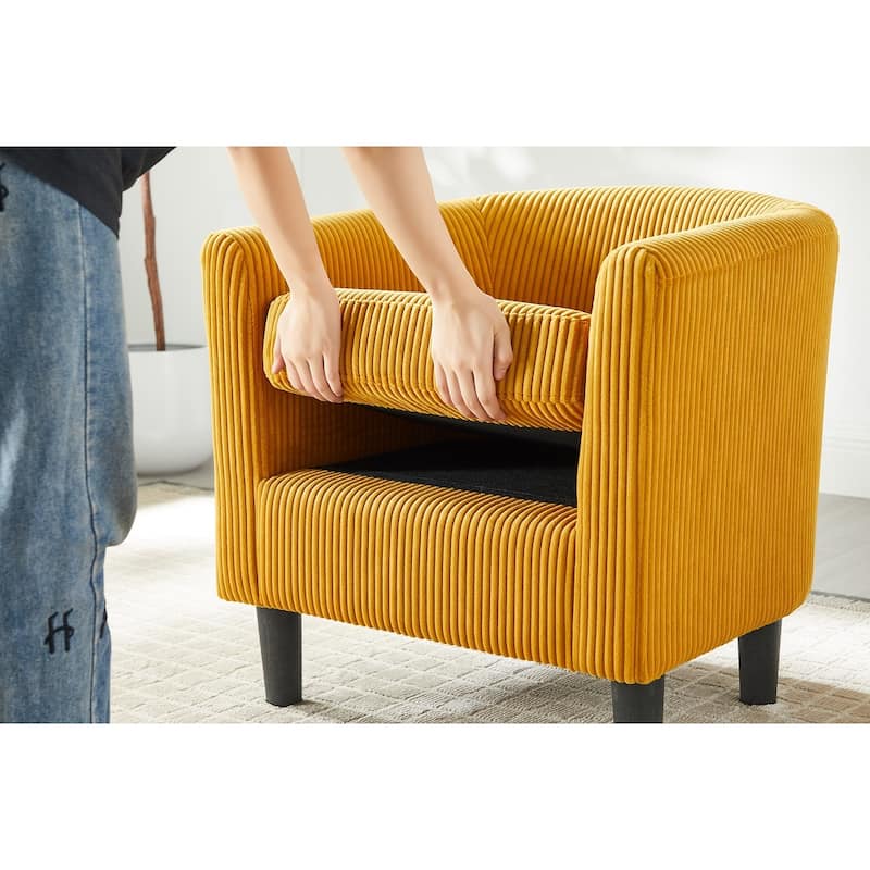 Corduroy Single Sofa Chair with Ottoman Foot Rest