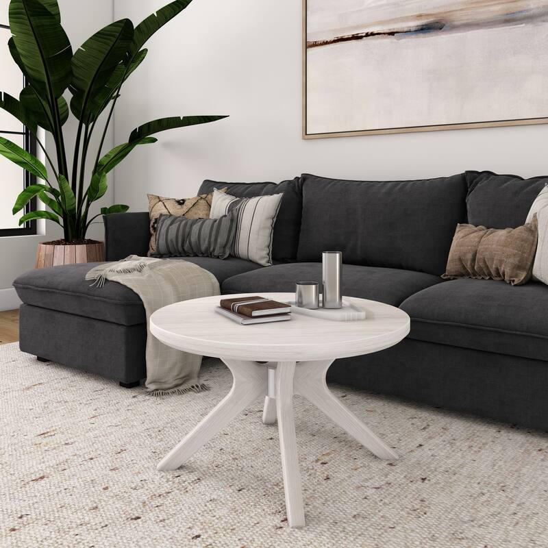 Plank and Beam Verso Rectangular Coffee Table - 36" - White Sand Wirebrush
