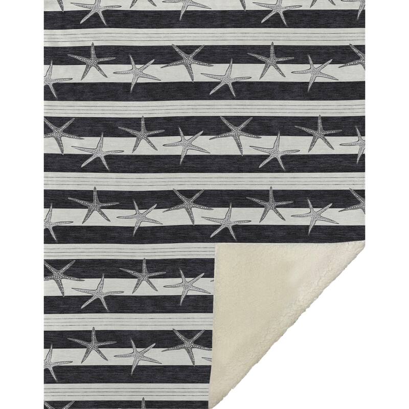 Premium Machine Washable ASB191 Starfish Stripe Sherpa Throw Blanket