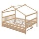 preview thumbnail 10 of 49, Kid Bed Frame Full Size Wooden House Platform Bed with Twin Size Trundle