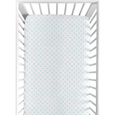 Blue and White Polka Dot Girl Fitted Crib Sheet - Watercolor Floral Shabby Chic Rose Flower Collection