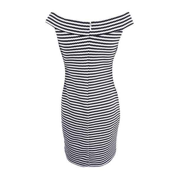Shop Guess Women S Off The Shoulder Striped Bodycon Dress 14