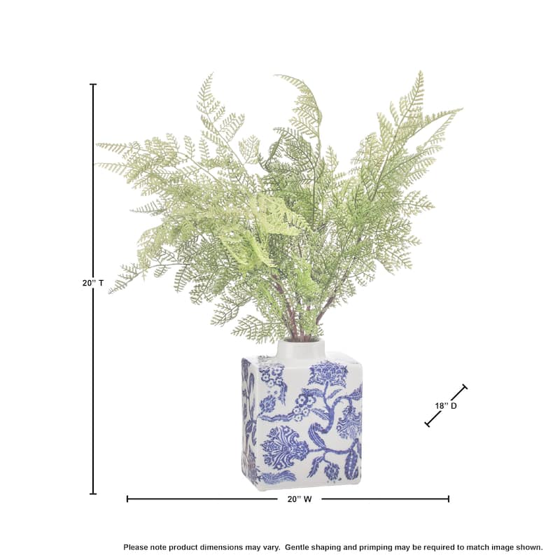 Plastic Natural Touch Foxtail Fern In Rectangle Vase 20"